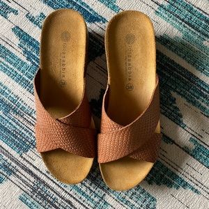 Eric Michael brown leather and cork wedges